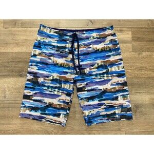 prAna Board Shorts Men's 36X12  Swim Trunks Drawstring Zipper Pockets UPF 50+